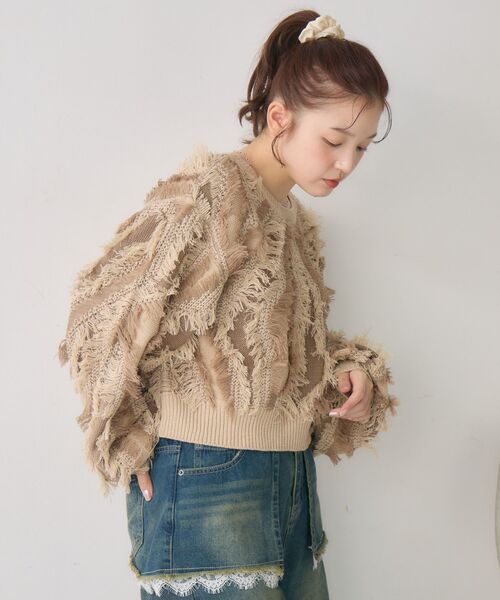 RETRO GIRL（レトロガール）の「フリンジNTPO（ニット/セーター・レディース・チャコールグレー/ブラウン/ライトグレー・FREE）」の17枚目の写真