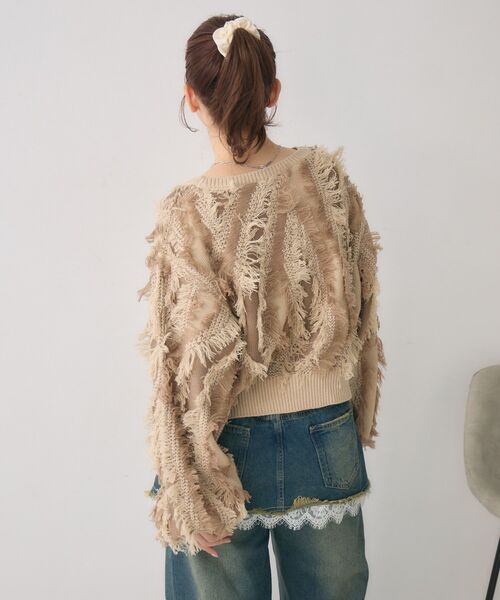 RETRO GIRL（レトロガール）の「フリンジNTPO（ニット/セーター・レディース・チャコールグレー/ブラウン/ライトグレー・FREE）」の18枚目の写真