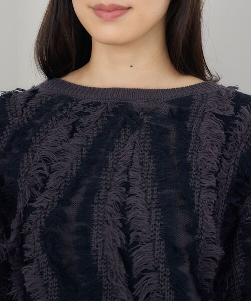 RETRO GIRL（レトロガール）の「フリンジNTPO（ニット/セーター・レディース・チャコールグレー/ブラウン/ライトグレー・FREE）」の12枚目の写真