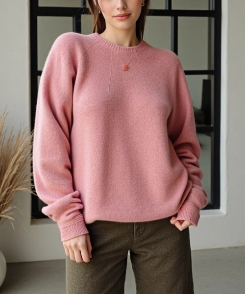 cammie(キャミー)の「シンプルニットトップス(ニット/セーター・レディース・ピンク/グレイッシュベージュ/アイボリー・F)」の3枚目の写真