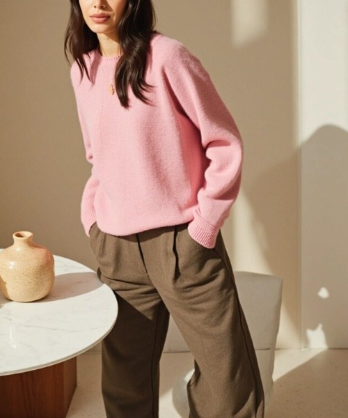 cammie(キャミー)の「シンプルニットトップス(ニット/セーター・レディース・ピンク/グレイッシュベージュ/アイボリー・F)」の20枚目の写真