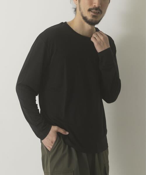 ITEMS URBANRESEARCH(アイテムズ アーバンリサーチ)の「Wool Blend Cut and Sewn(Tシャツ/カットソー・メンズ・ブラウン/ブラック/ダークグレー・MEDIUM/LARGE)」の2枚目の写真
