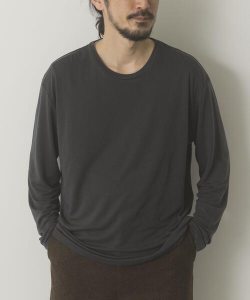 ITEMS URBANRESEARCH(アイテムズ アーバンリサーチ)の「Wool Blend Cut and Sewn(Tシャツ/カットソー・メンズ・ブラウン/ブラック/ダークグレー・MEDIUM/LARGE)」の9枚目の写真