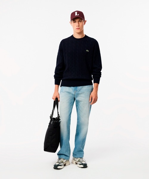 LACOSTE(ラコステ)の「ミドルゲージ ウールケーブルニット(ニット/セーター・メンズ・ネイビー/オフホワイト・2/3/4/5)」の9枚目の写真