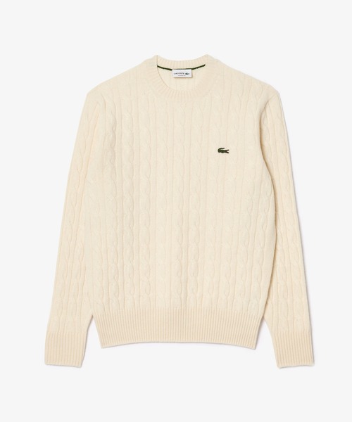 LACOSTE(ラコステ)の「ミドルゲージ ウールケーブルニット(ニット/セーター・メンズ・ネイビー/オフホワイト・2/3/4/5)」の3枚目の写真