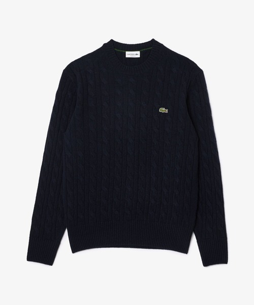 LACOSTE(ラコステ)の「ミドルゲージ ウールケーブルニット(ニット/セーター・メンズ・ネイビー/オフホワイト・2/3/4/5)」の5枚目の写真