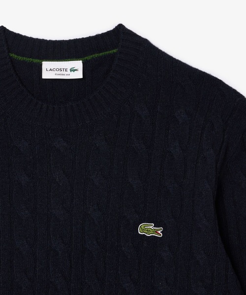 LACOSTE(ラコステ)の「ミドルゲージ ウールケーブルニット(ニット/セーター・メンズ・ネイビー/オフホワイト・2/3/4/5)」の6枚目の写真