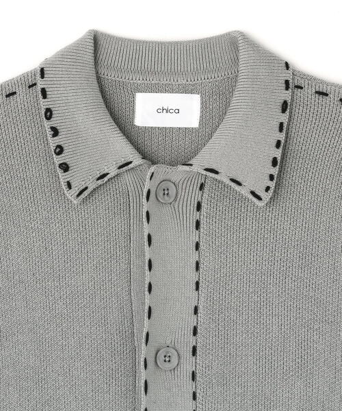 Chica（チカ）の「Chica/チカ/hand stich cardigan（カーディガン/ボレロ・レディース・ブラック/グレー・1/2）」の8枚目の写真