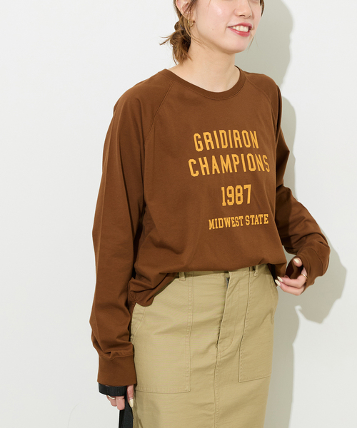 JOURNAL STANDARD relume（ジャーナルスタンダード　レリューム）の「《追加》ラグランスリーブカレッジロングスリーブTEE（Tシャツ/カットソー・レディース・ボルドー/チョコ/ホワイト×ホワイト/ブラックミックス・FREE）」の8枚目の写真