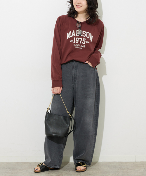 JOURNAL STANDARD relume（ジャーナルスタンダード　レリューム）の「《追加》ラグランスリーブカレッジロングスリーブTEE（Tシャツ/カットソー・レディース・ボルドー/チョコ/ホワイト×ホワイト/ブラックミックス・FREE）」の10枚目の写真