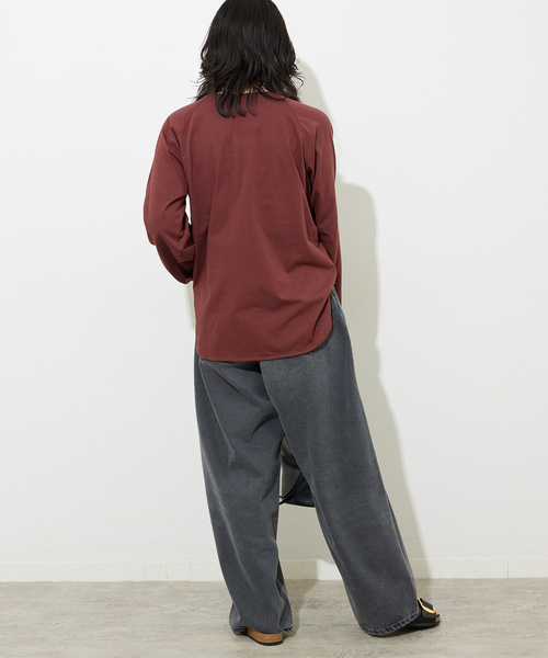 JOURNAL STANDARD relume（ジャーナルスタンダード　レリューム）の「《追加》ラグランスリーブカレッジロングスリーブTEE（Tシャツ/カットソー・レディース・ボルドー/チョコ/ホワイト×ホワイト/ブラックミックス・FREE）」の12枚目の写真