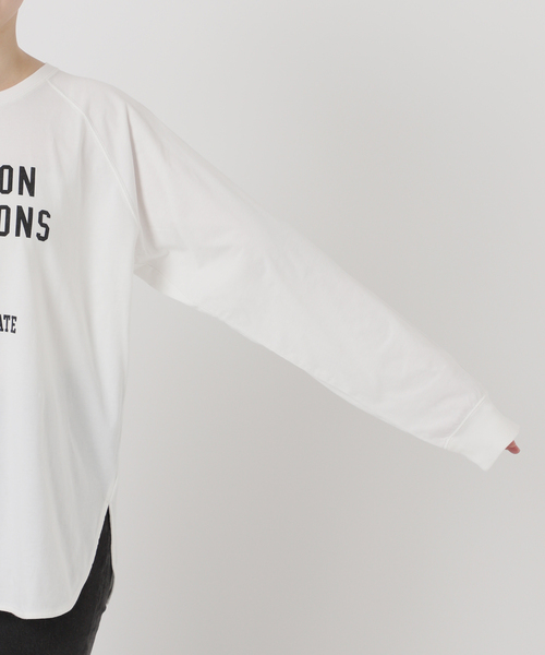 JOURNAL STANDARD relume（ジャーナルスタンダード　レリューム）の「《追加》ラグランスリーブカレッジロングスリーブTEE（Tシャツ/カットソー・レディース・ボルドー/チョコ/ホワイト×ホワイト/ブラックミックス・FREE）」の19枚目の写真