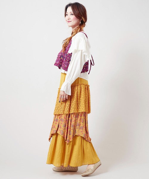 チャイハネ(チャイハネ)の「【チャイハネ】ブライド刺繍キャミソール(キャミソール・レディース・グリーン/ピンク・FREE)」の8枚目の写真