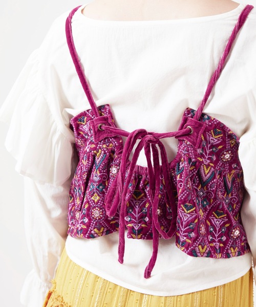 チャイハネ(チャイハネ)の「【チャイハネ】ブライド刺繍キャミソール(キャミソール・レディース・グリーン/ピンク・FREE)」の10枚目の写真