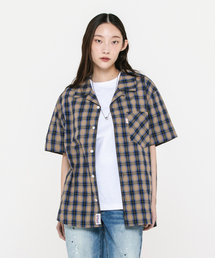 AECA（エイカ）の「HOMBRE CHECK HAWAIAN SHIRTS-BLUE（シャツ/ブラウス・メンズ）」