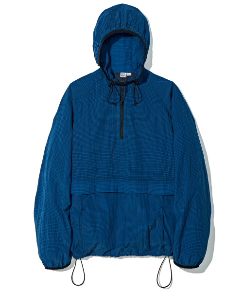 VTG ワックスドリップストップフードパーカーアノラックブルー