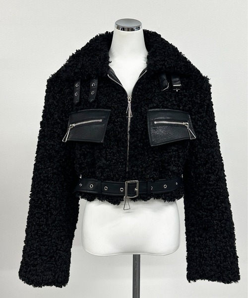 FOLLOWIN(フォロウィン)の「【 2color 】ボア×レザーベルトショートジャケット(その他アウター・レディース・ブラック/ブラウン・FREE)」の19枚目の写真