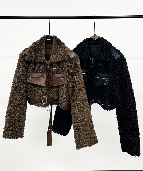 FOLLOWIN(フォロウィン)の「【 2color 】ボア×レザーベルトショートジャケット(その他アウター・レディース・ブラック/ブラウン・FREE)」の18枚目の写真