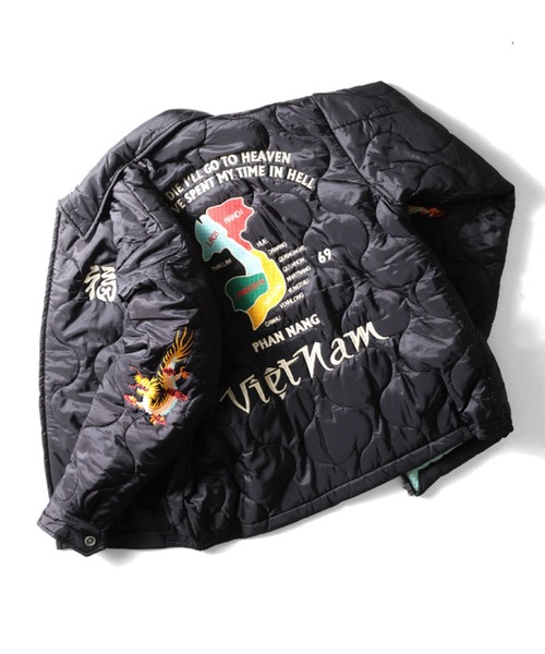 HOUSTON ヒューストン NYLON RIP QUILTING VIETNAM JACKET 虎 MAP柄