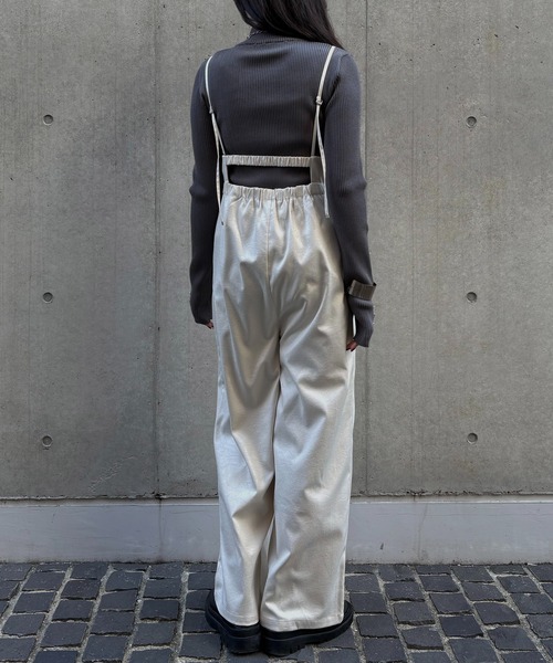 &g'aime（アンジェム）の「【&ｇ'aime 】 レザーライクオールインワン　Leather Like All In One（サロペット/オーバーオール・レディース・ブラック/ホワイト系その他・FREE）」の20枚目の写真