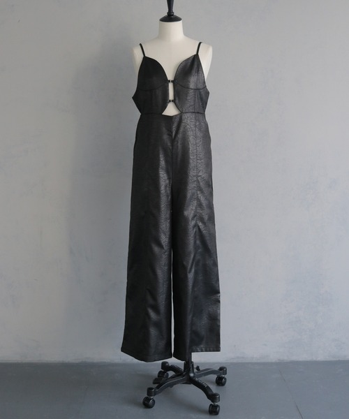 &g'aime（アンジェム）の「【&ｇ'aime 】 レザーライクオールインワン　Leather Like All In One（サロペット/オーバーオール・レディース・ブラック/ホワイト系その他・FREE）」の12枚目の写真