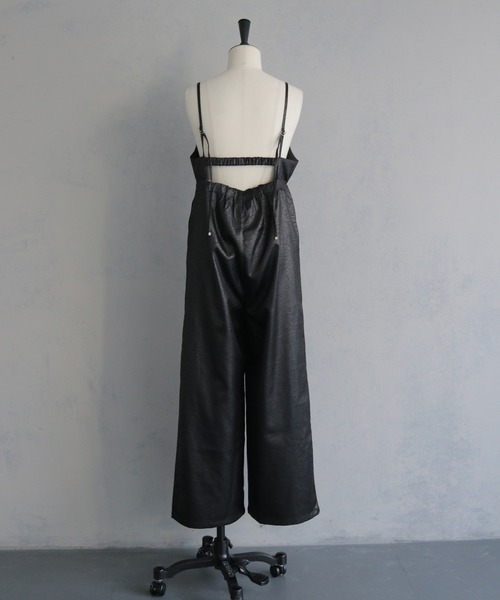 &g'aime（アンジェム）の「【&ｇ'aime 】 レザーライクオールインワン　Leather Like All In One（サロペット/オーバーオール・レディース・ブラック/ホワイト系その他・FREE）」の3枚目の写真