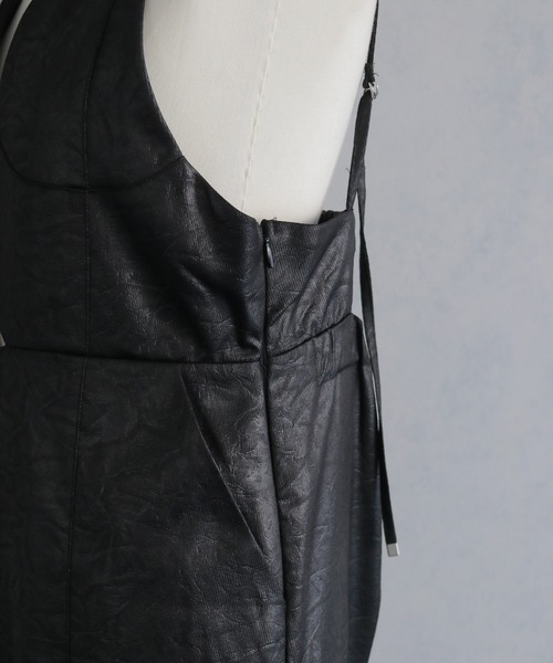 &g'aime（アンジェム）の「【&ｇ'aime 】 レザーライクオールインワン　Leather Like All In One（サロペット/オーバーオール・レディース・ブラック/ホワイト系その他・FREE）」の7枚目の写真