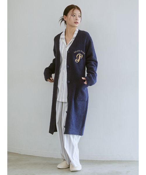 セール】パウダーエンブレムモチーフロングカーディガン（ルームウェア