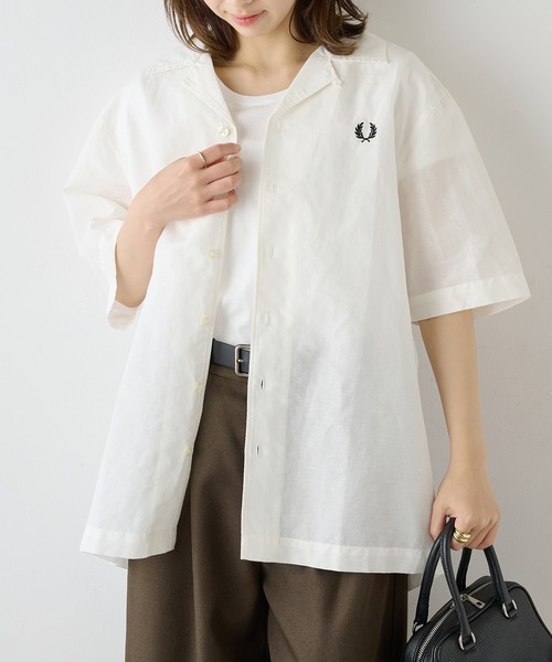 FRED PERRY（フレッドペリー）の「【FRED PERRY】LINEN BLEND REVERE COLLAR SHIRT コットンリネンオープンカラー半袖シャツ M9894（シャツ/ブラウス・メンズ・ホワイト/ブラック/ダークネイビー・XL/L/M/S）」の20枚目の写真