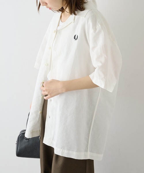 FRED PERRY（フレッドペリー）の「【FRED PERRY】LINEN BLEND REVERE COLLAR SHIRT コットンリネンオープンカラー半袖シャツ M9894（シャツ/ブラウス・メンズ・ホワイト/ブラック/ダークネイビー・XL/L/M/S）」の21枚目の写真