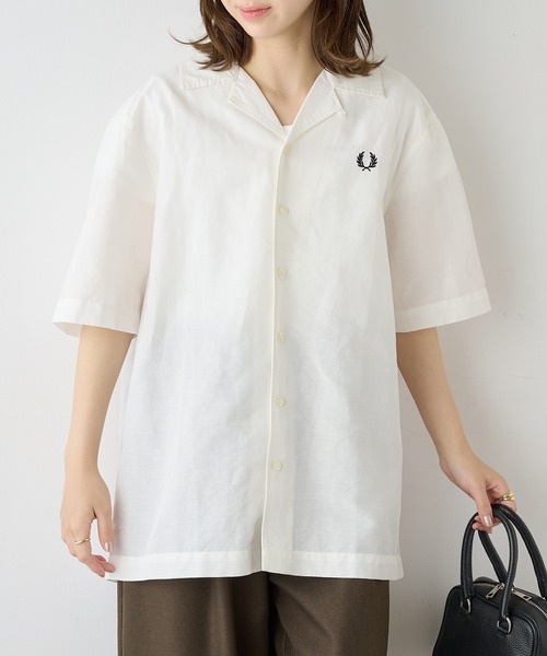FRED PERRY（フレッドペリー）の「【FRED PERRY】LINEN BLEND REVERE COLLAR SHIRT コットンリネンオープンカラー半袖シャツ M9894（シャツ/ブラウス・メンズ・ホワイト/ブラック/ダークネイビー・XL/L/M/S）」の22枚目の写真