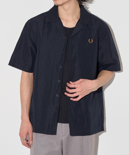 FRED PERRY（フレッドペリー）の「【FRED PERRY】LINEN BLEND REVERE COLLAR SHIRT コットンリネンオープンカラー半袖シャツ M9894（シャツ/ブラウス・メンズ・ホワイト/ブラック/ダークネイビー・XL/L/M/S）」の6枚目の写真