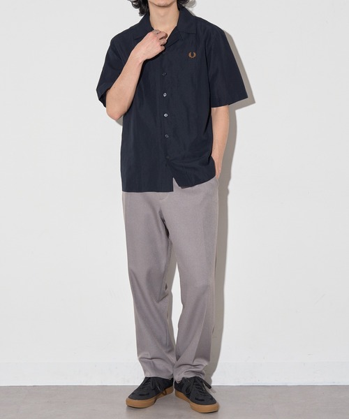 FRED PERRY（フレッドペリー）の「【FRED PERRY】LINEN BLEND REVERE COLLAR SHIRT コットンリネンオープンカラー半袖シャツ M9894（シャツ/ブラウス・メンズ・ホワイト/ブラック/ダークネイビー・XL/L/M/S）」の7枚目の写真