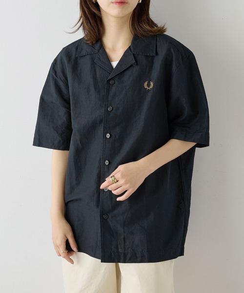 FRED PERRY（フレッドペリー）の「【FRED PERRY】LINEN BLEND REVERE COLLAR SHIRT コットンリネンオープンカラー半袖シャツ M9894（シャツ/ブラウス・メンズ・ホワイト/ブラック/ダークネイビー・XL/L/M/S）」の13枚目の写真