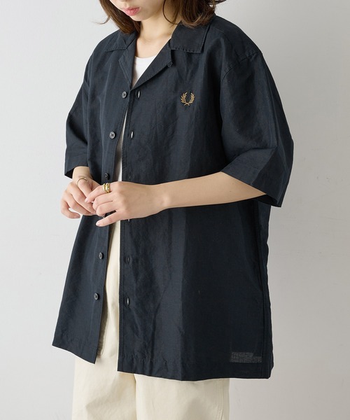 FRED PERRY（フレッドペリー）の「【FRED PERRY】LINEN BLEND REVERE COLLAR SHIRT コットンリネンオープンカラー半袖シャツ M9894（シャツ/ブラウス・メンズ・ホワイト/ブラック/ダークネイビー・XL/L/M/S）」の10枚目の写真