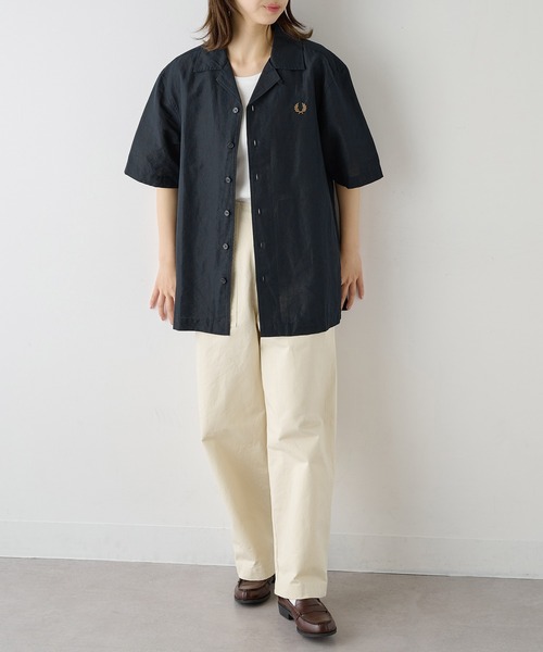 FRED PERRY（フレッドペリー）の「【FRED PERRY】LINEN BLEND REVERE COLLAR SHIRT コットンリネンオープンカラー半袖シャツ M9894（シャツ/ブラウス・メンズ・ホワイト/ブラック/ダークネイビー・XL/L/M/S）」の16枚目の写真