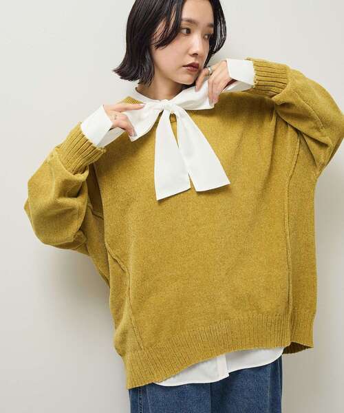 Green　Parks（グリーンパークス）の「リラックスモールニットチュニック（ニット/セーター・レディース・ブラウン/ピンク/オレンジ/グリーン系その他3/オフホワイト/グレー・FREE）」の4枚目の写真