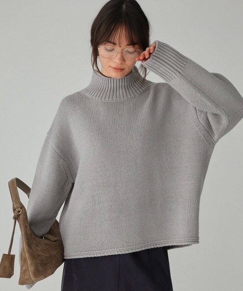 BABYLONE（バビロン）の「リラクシータートルプルオーバー（ニット/セーター・レディース・ブラウン/オフホワイト/ライトグレー・フリー）」の13枚目の写真