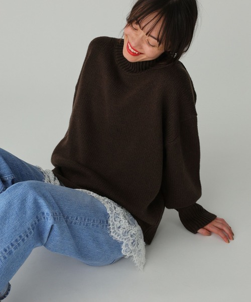 BABYLONE（バビロン）の「リラクシータートルプルオーバー（ニット/セーター・レディース・ブラウン/オフホワイト/ライトグレー・フリー）」の20枚目の写真