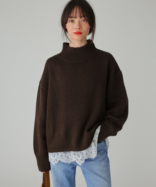 BABYLONE（バビロン）の「リラクシータートルプルオーバー（ニット/セーター・レディース・ブラウン/オフホワイト/ライトグレー・フリー）」の22枚目の写真