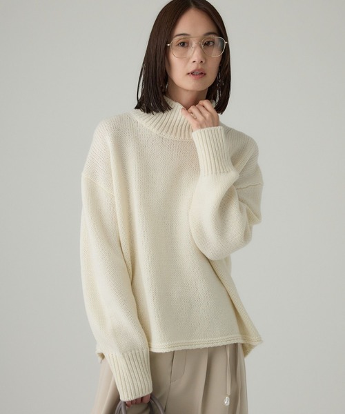 BABYLONE（バビロン）の「リラクシータートルプルオーバー（ニット/セーター・レディース・ブラウン/オフホワイト/ライトグレー・フリー）」の5枚目の写真