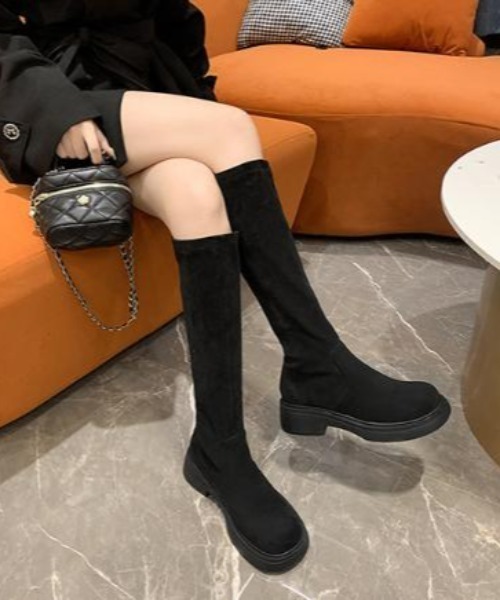 黒 スエード ロングブーツ プラットフォーム セール】プラットフォームスエードロングブーツ（ブーツ）｜SHEPP