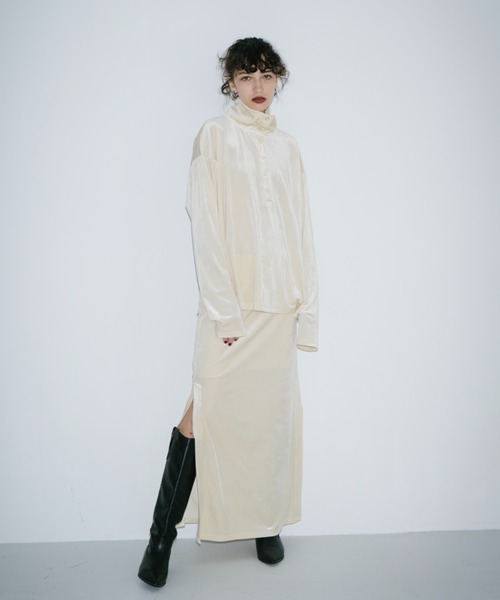 HANNE(アン)の「サイドベンツベロアロングスカート(スカート・レディース・クリーム/ブラック・S/M)」の22枚目の写真