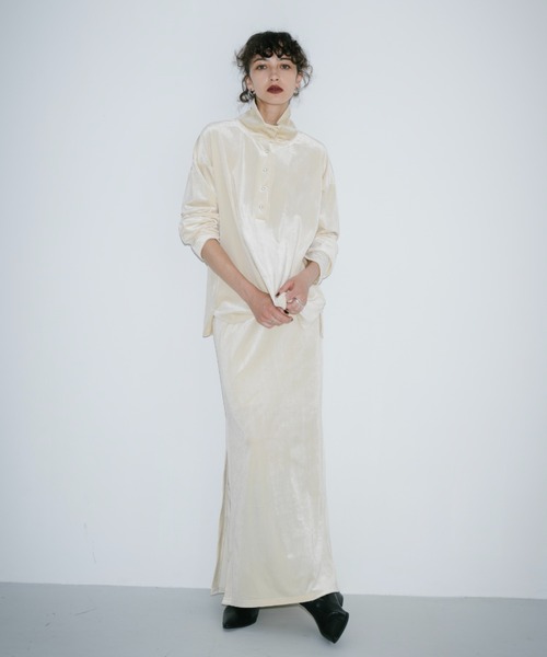 HANNE(アン)の「サイドベンツベロアロングスカート(スカート・レディース・クリーム/ブラック・S/M)」の21枚目の写真