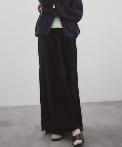HANNE(アン)の「サイドベンツベロアロングスカート(スカート・レディース・クリーム/ブラック・S/M)」の10枚目の写真