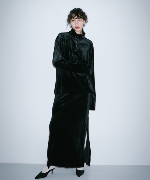 HANNE(アン)の「サイドベンツベロアロングスカート(スカート・レディース・クリーム/ブラック・S/M)」の3枚目の写真