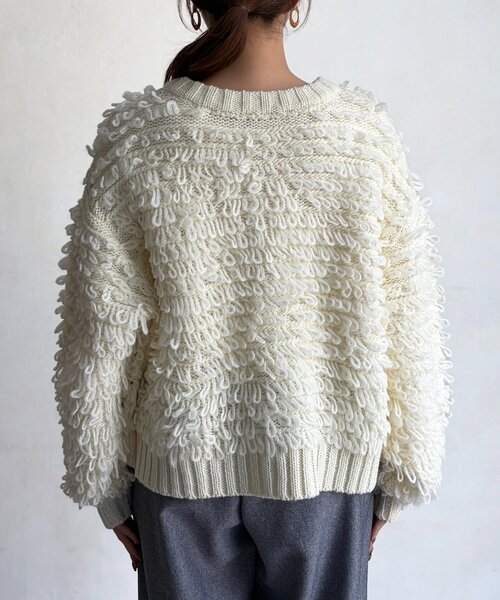 Chez toi（シェトワ）の「ループヤーンカーデ（カーディガン/ボレロ・レディース・チャコールグレー/ホワイト・FREE）」の12枚目の写真