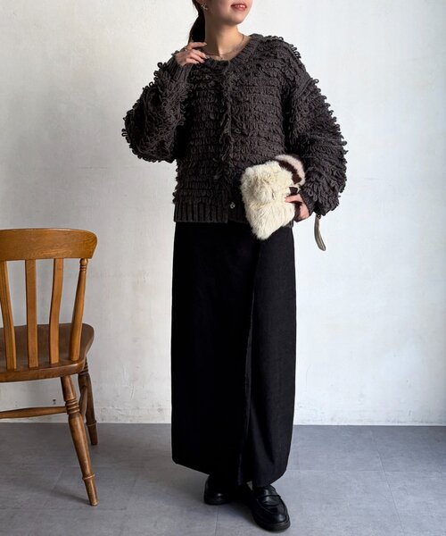 Chez toi（シェトワ）の「ループヤーンカーデ（カーディガン/ボレロ・レディース・チャコールグレー/ホワイト・FREE）」の22枚目の写真