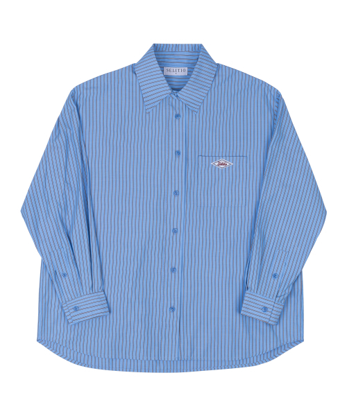 SELITIO（セレティオ）の「ポケットロゴストライプシャツブルー（シャツ/ブラウス・レディース・ブルー・SMALL/MEDIUM/LARGE）」の2枚目の写真