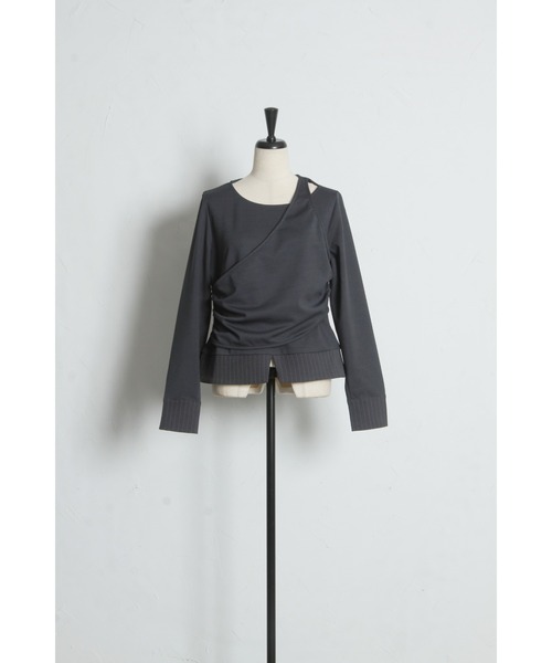 ARVELLIA(アルベリア)の「ASYM STRIPE DREAPE TOP(Tシャツ/カットソー・レディース・ブラウン/グレー・M)」の8枚目の写真